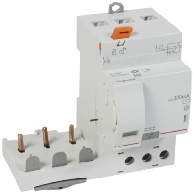 Дифференциальный блок DX3 - тип AC - 300 мА - 3П - 400 В~ - 63 А - 3 модуля Legrand Legrand  410475