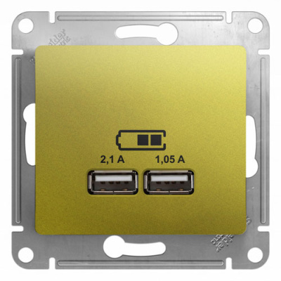 Розетка USB A+A 5В/2,1 А 2х5В/1,05 А механизм Systeme Electric Glossa Фисташковый Systeme Electric Glossa GSL001033
