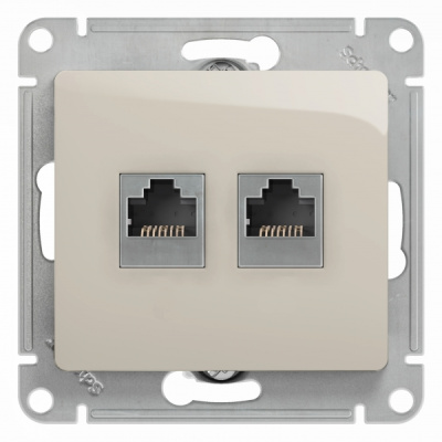 Розетка двойная RJ11+RJ45 кат.5E механизм Systeme Electric Glossa Молочный Systeme Electric Glossa GSL000985