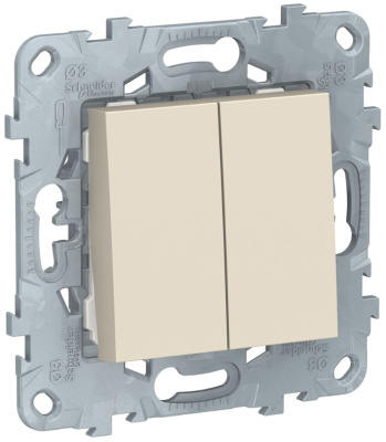 Переключатель 2-клавишный 2 х сх.6 10 AX 250В Schneider Electric Unica New Бежевый Schneider Electric Unica New NU521344