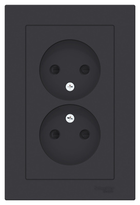 Розетка двойная без заземления со шторками16A в сборе Schneider Electric AtlasDesign Карбон Systeme Electric AtlasDesign ATN001022