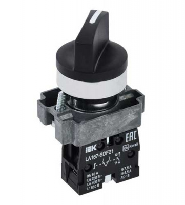 Переключатель LA167-BDF21 2 полож. 1з черный IEK IEK  BSW20-BDF21-1-24-67-2-K02