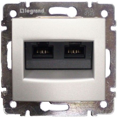 Розетка информационная 2-ая RJ45 кат.5e UTP на захватах Legrand Valena Алюминий Legrand Valena 770231