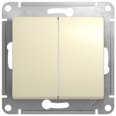 Выключатель 2-клавишный 10A (схема 5) Systeme Electric Glossa Бежевый Systeme Electric Glossa GSL000251