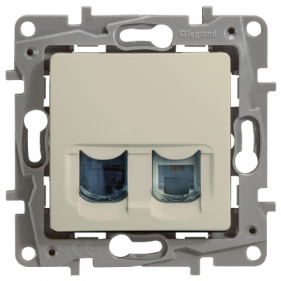 Розетка телефонная RJ11 + RJ45 категория 5e UTP IEK Etika Cлоновая кость IEK Etika 672352