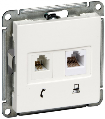 Розетка телефонная RJ11 + компьютерная RJ45 кат.5е Wessen 59 Белый Wessen Wessen 59 RSI-251TK5E-1-86