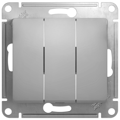 Выключатель 3-клавишный 10A (схема 3) Systeme Electric Glossa Алюминий Systeme Electric Glossa GSL000331
