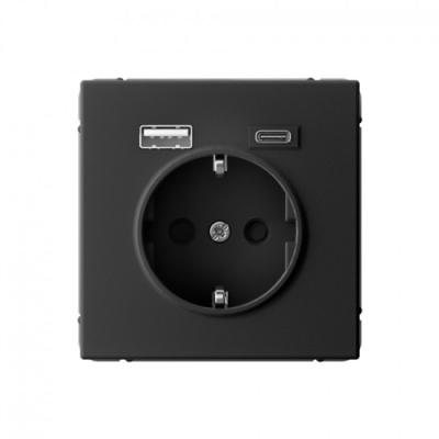 ARTGALLERY РОЗЕТКА 16А с 2 USB A+C, 5В/2,4А/3,0А, 2х5В/1,5А, механизм, КАРБОН Systeme Electric ArtGallery GAL001032