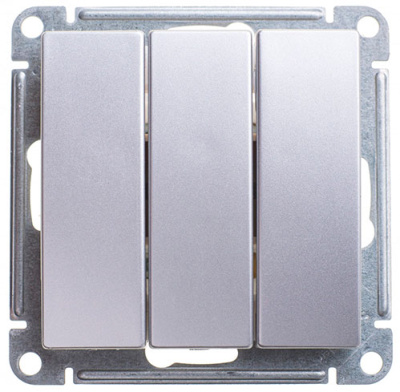 W59 3-клавишный Выключатель, 10АХ, механизм, матовый хром Schneider Electric Systeme Electric  VS0510-351-5-86