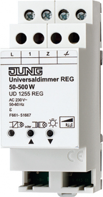Механизм Светорегулятор универсальный на DIN-рейку для л/н г/л эл.трансформаторов 50-500 Вт JUNG Jung Jung Механизмы UD1255REG