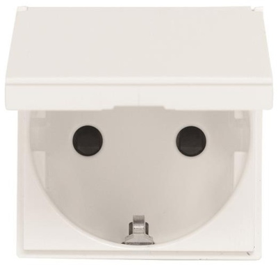 Розетка с заземлением с защитными шторками с крышкой 2 мод ABB NIE Zenit Белый N2288.1 BL ABB Zenit 2CLA228810N1101