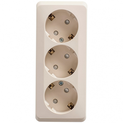 Этюд о/у тройная Розетка с заземлением со шторками 16А 250B, кремовый, россия SE Systeme Electric Этюд PA16-012K