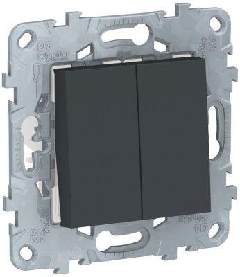 Переключатель 2-клавишный перекрестный 2 x сх.7 10 AX 250В Schneider Electric Unica New Антрацит Schneider Electric Unica New NU521554