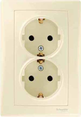Розетка 2-я с заземлением в сборе с рамкой Schneider Electric Sedna Бежевый Schneider Electric Sedna SDN3000647