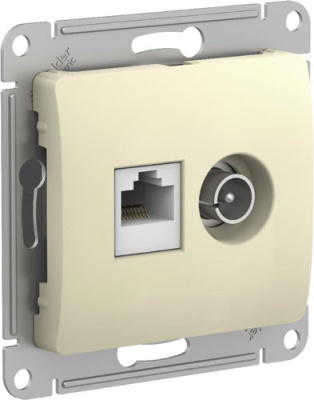 Розетка двойная ТВ + компьютерная RJ45 кат. 5Е механизм Systeme Electric Glossa Бежевый Systeme Electric Glossa GSL000289