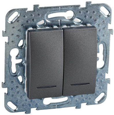 Выключатель 2-клавишный (схема 5) с подсветкой Schneider Electric Unica Top Графит Schneider Electric Unica Top MGU5.0101.12NZD