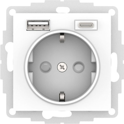 SE AtlasDesign Розетка с 2 USB Лотос 16А A+C 5В/24А/30А 2х5В/15А механизм Systeme Electric AtlasDesign ATN001332
