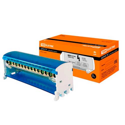 Шина "N" нулевая на DIN-рейку в корпусе 2х15групп 125A TDM TDM ELECTRIC TDM Шины SQ0801-0008