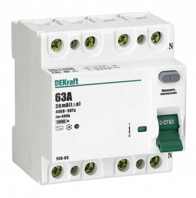 Устройство защитного отключения-03 4P 63A тип AC 30mA DEKraft DEKraft УЗО-03 14081DEK