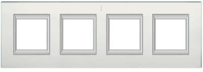 Рамка прямоугольная вертикальная немецкий стандарт 2+2+2+2 мод Bticino Axolute Матовое стекло  Bticino Axolute HA4802/4VSA