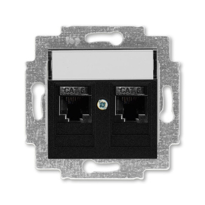 Розетка информационная двойная 2хRJ45 категория 6 антрацит ABB Levit M ABB Levit M 2CHH296118A6063