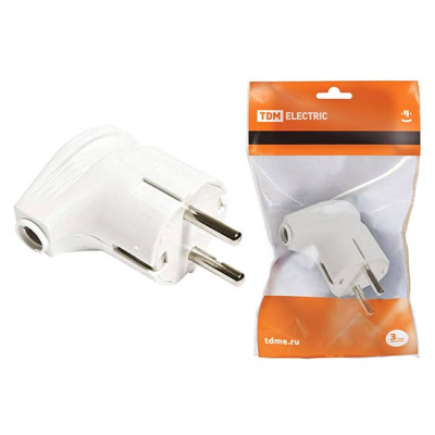 Вилка угловая с заземлением 16A 250V IP20 белая TDM TDM ELECTRIC  SQ1806-0007