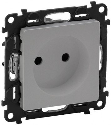 Розетка без заземления с защитными шторками безвинт.зажим Legrand Valena Life Алюминий Legrand Valena Life 753616