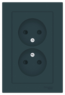 Розетка двойная без заземления со шторками 16A в сборе Schneider Electric AtlasDesign Изумруд Systeme Electric AtlasDesign ATN000822