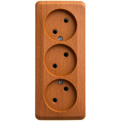 Этюд о/у тройная Розетка без заземления без шторок 16А 250B, бук, россия SE Systeme Electric Этюд PA16-009T