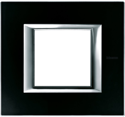 Рамка прямоугольная итальянский стандарт ITA 2 мод Bticino Axolute Черное стекло  Bticino Axolute HA4802VNN