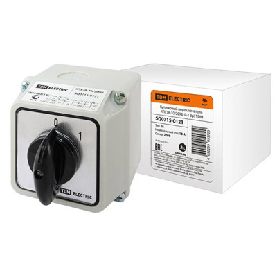 Переключатель кулачковый (0-1) в боксе 3P, 10A, 230/400V, IP54 / белый/черный TDM КПУ38-10/2098 TDM ELECTRIC КПУ38 SQ0715-0121