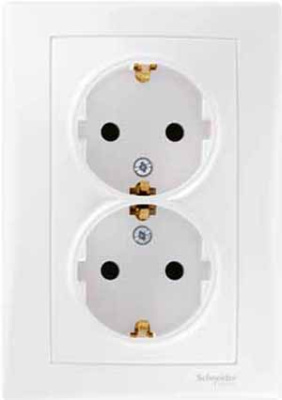 Розетка 2-я с заземлением в сборе с рамкой Schneider Electric Sedna Белый Schneider Electric Sedna SDN3000621