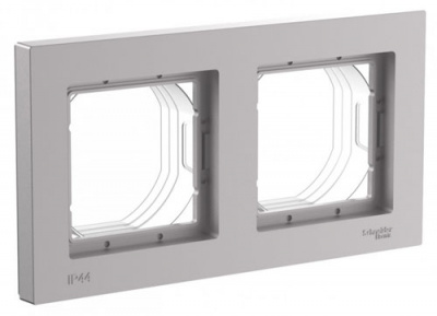 SE AtlasDesign Рамка 2-постовая Алюминий AQUA IP44 Systeme Electric AtlasDesign ATN440302