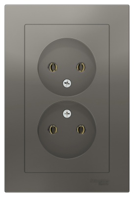 Розетка двойная без заземления16A в сборе Schneider Electric AtlasDesign Сталь Systeme Electric AtlasDesign ATN000920