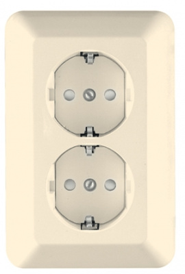 Розетка 2-ая с заземлением с защитными шторками 16A в сборе (опт) Wessen Прима Слоновая кость Wessen Wessen Прима RS16-212-S
