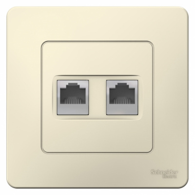 Розетка компьютерная скрытой установки RJ45 кат.5E + телефон RJ11 Systeme Electric Blanca Молочный Systeme Electric Blanca BLNIS045112