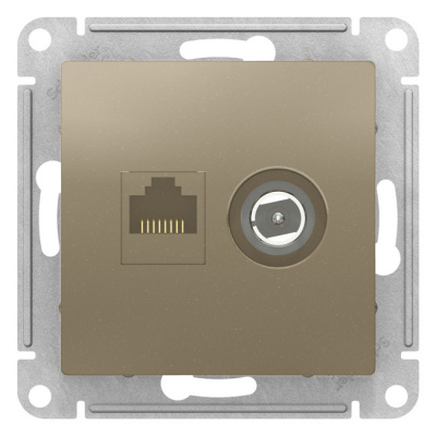 Розетка двойная комп+TV RJ45+TV кат.5E механизм Schneider Electric AtlasDesign Шампань Systeme Electric AtlasDesign ATN000589