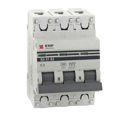 Автоматический выключатель 3P 10A B 4,5kA EKF PROxima ВА 47-63 EKF PROxima ВА 47-63 mcb4763-3-10B-pro