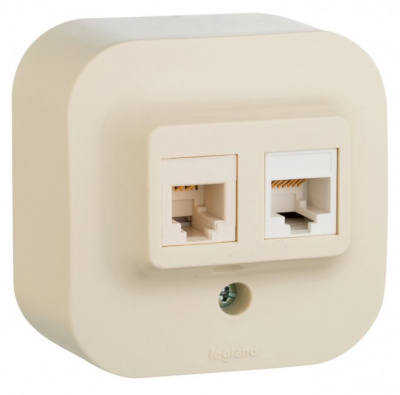 Розетка RJ11 + RJ45 кат.5е UTP IP20 Legrand Quteo Слоновая кость Legrand Quteo 782251