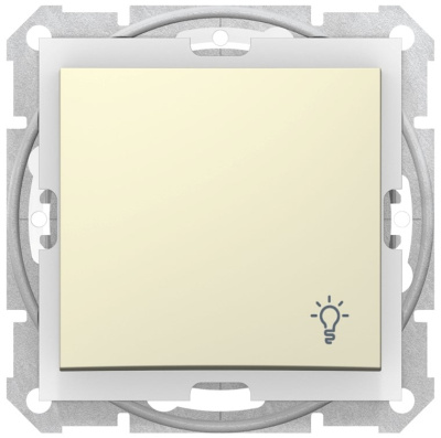 Выключатель 1-клавишный кнопочный с подсветкой с символом "Свет" 10A IP44 Schneider Electric Sedna Бежевый Schneider Electric Sedna SDN0900347